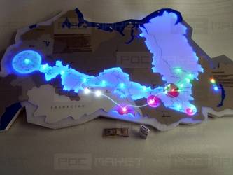 макет карты с динамической подсветкой «энергомост сибирь-урал-центр»